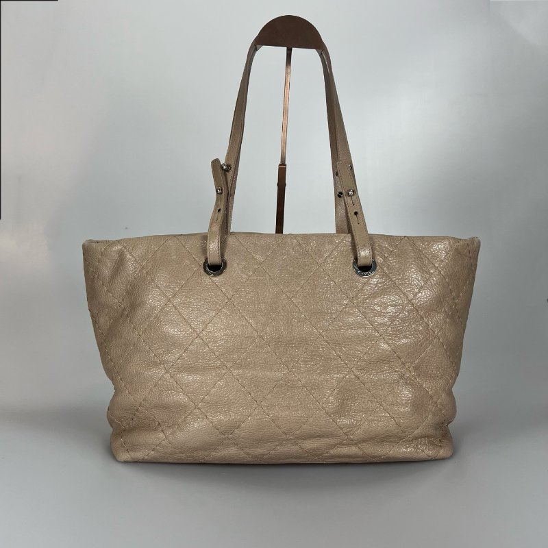 CHANEL 荔枝紋牛皮手提托特包 淺棕-1