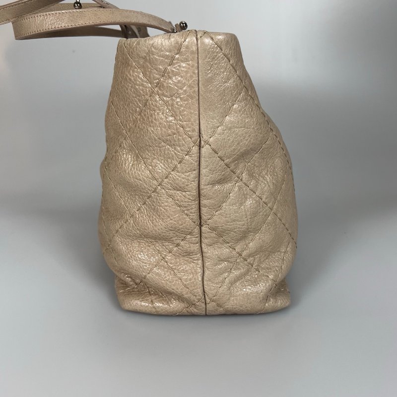 CHANEL 荔枝紋牛皮手提托特包 淺棕-2