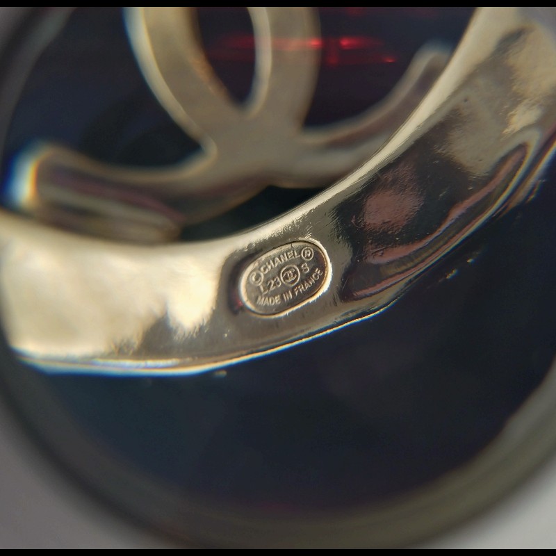 Chanel 淡金大C水鑽雙C耳環-9