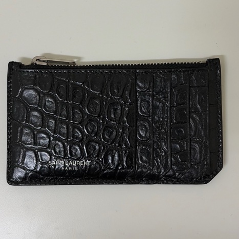 Saint Laurent Croc Embossed Coin Case Card Holder-5