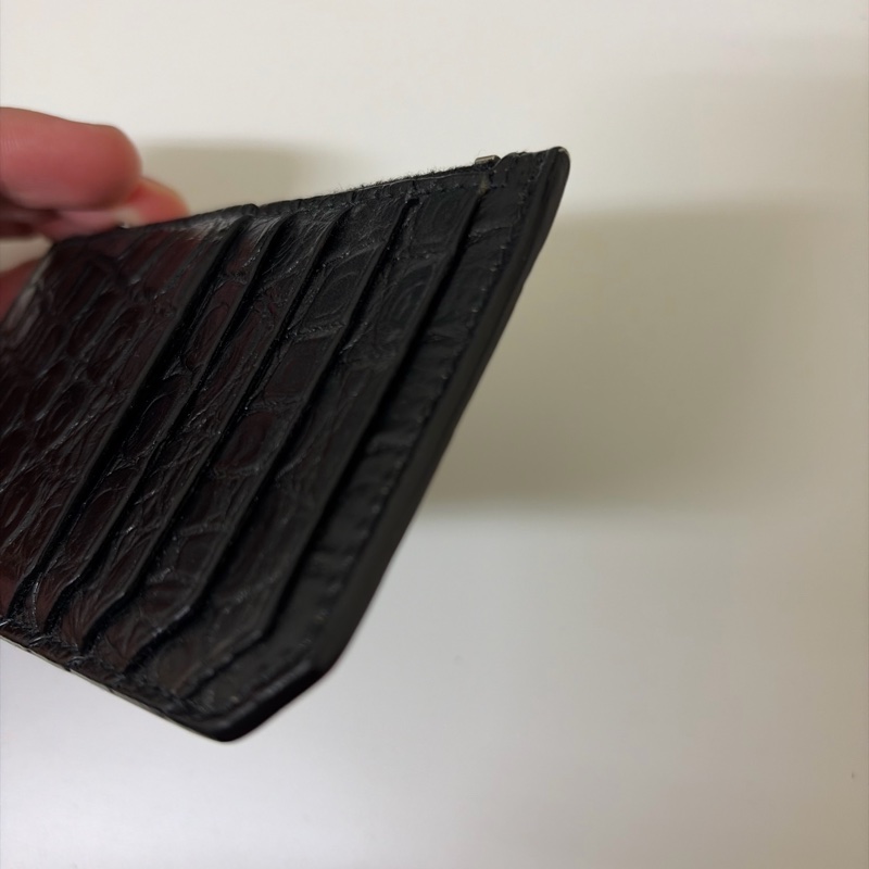 Saint Laurent Croc Embossed Coin Case Card Holder-7