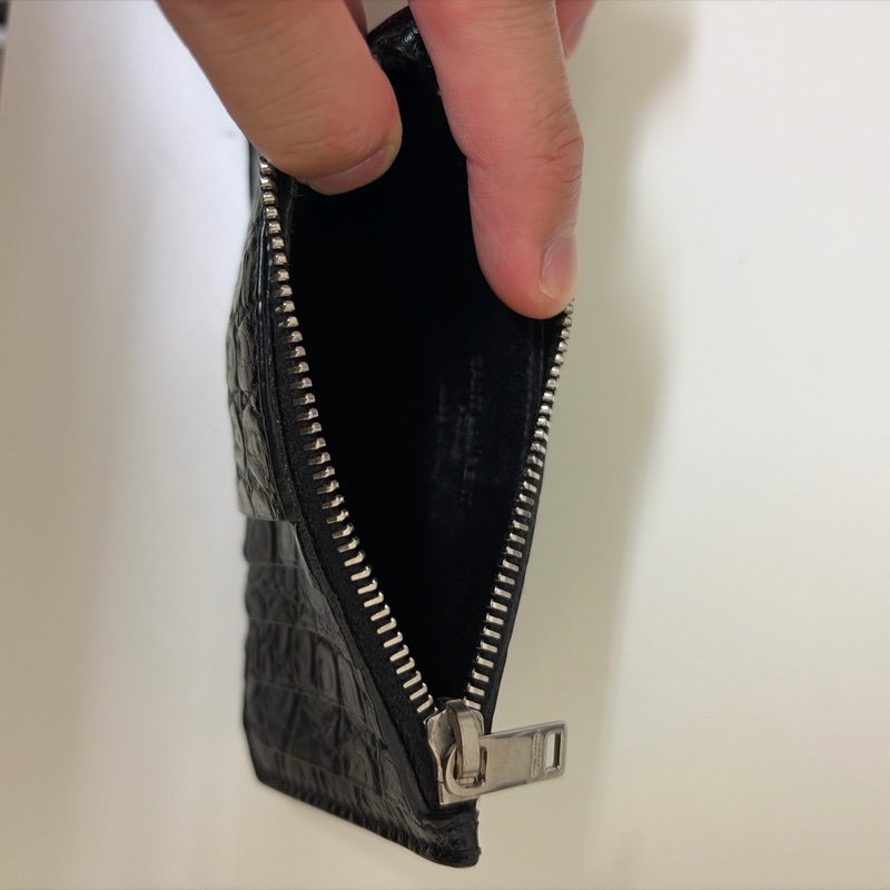 Saint Laurent Croc Embossed Coin Case Card Holder-9