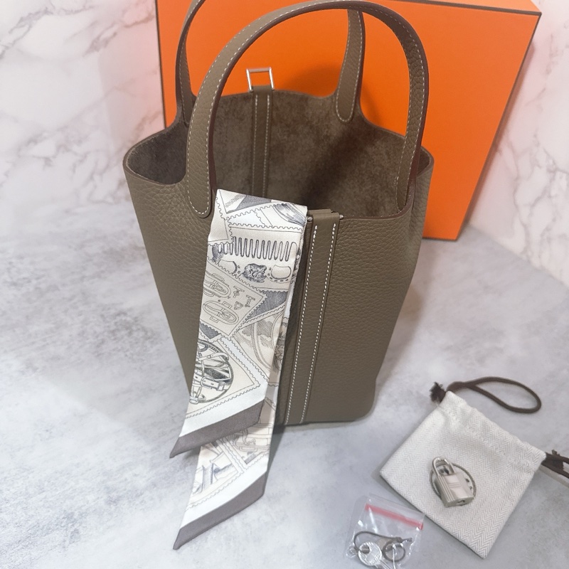 💖Hermes 菜籃 Picotin 18 大象灰銀釦💖 全新全配 不議價-10
