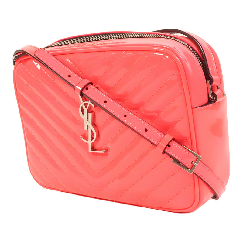 SAINT LAURENT 漆皮皮革Lou Camera Bag銀扣肩背袋-2
