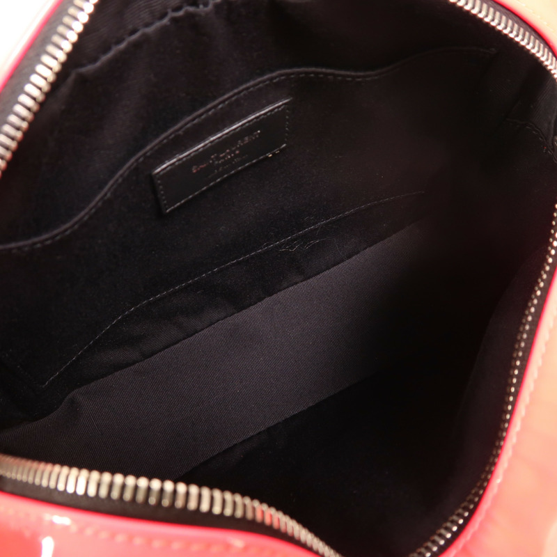 SAINT LAURENT 漆皮皮革Lou Camera Bag銀扣肩背袋-4