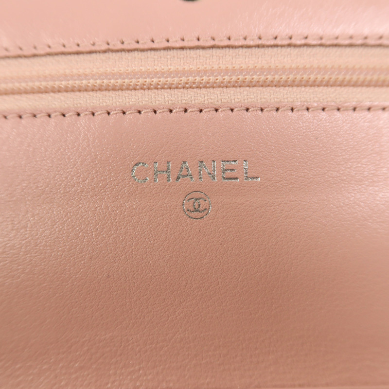 CHANEL 牛皮皮革WOC Wallet On Chain銀扣鏈帶肩背袋-5