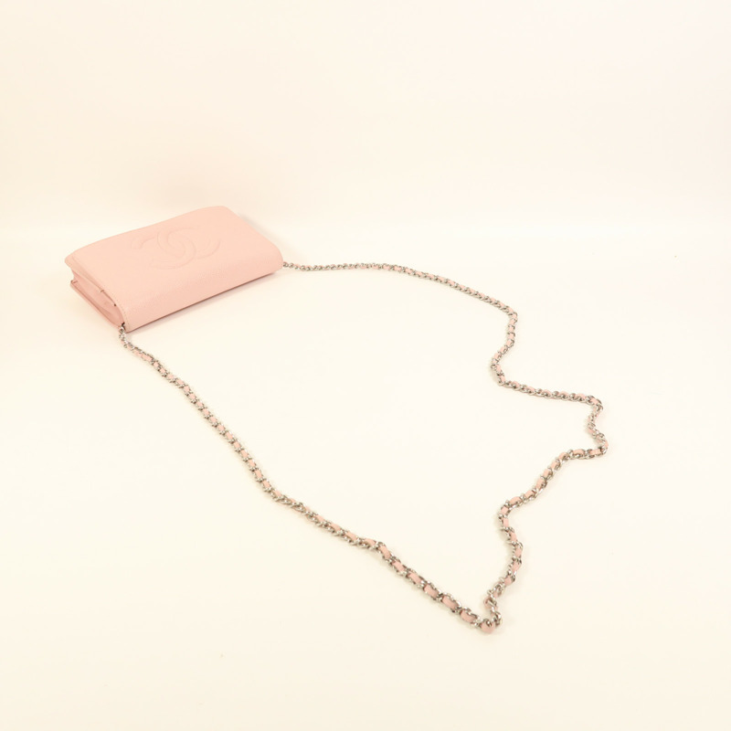 CHANEL 牛皮皮革WOC Wallet On Chain銀扣鏈帶肩背袋-8