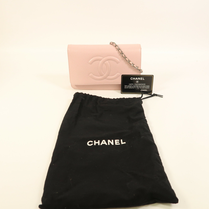 CHANEL 牛皮皮革WOC Wallet On Chain銀扣鏈帶肩背袋-9