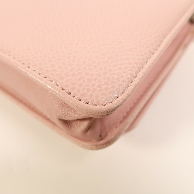 CHANEL 牛皮皮革WOC Wallet On Chain銀扣鏈帶肩背袋-12