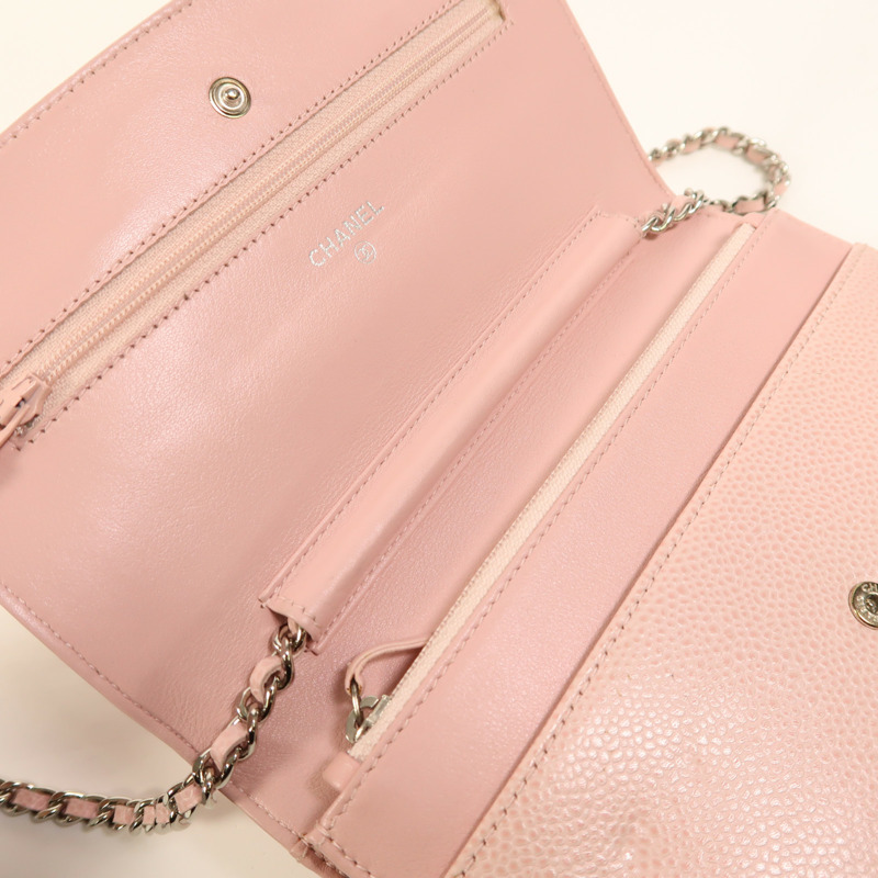 CHANEL 牛皮皮革WOC Wallet On Chain銀扣鏈帶肩背袋-14