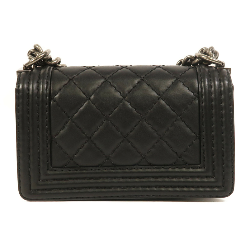 CHANEL 牛皮皮革Boy 20銀扣鏈帶肩背袋-1