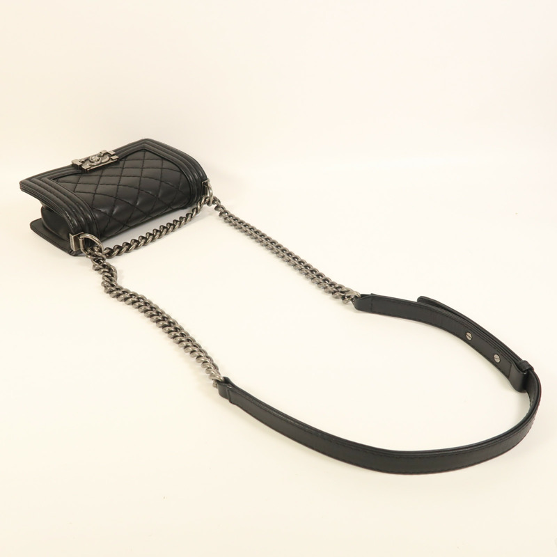 CHANEL 牛皮皮革Boy 20銀扣鏈帶肩背袋-7