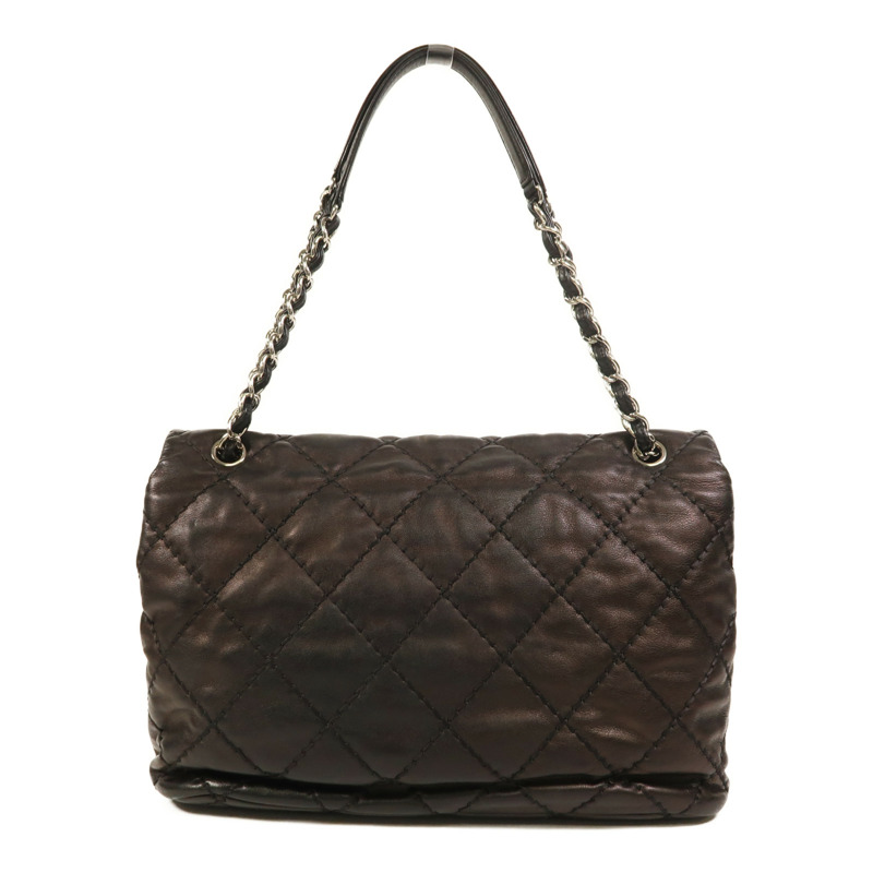 CHANEL 牛皮皮革Chain Shoulder銀扣鏈帶肩背袋-1