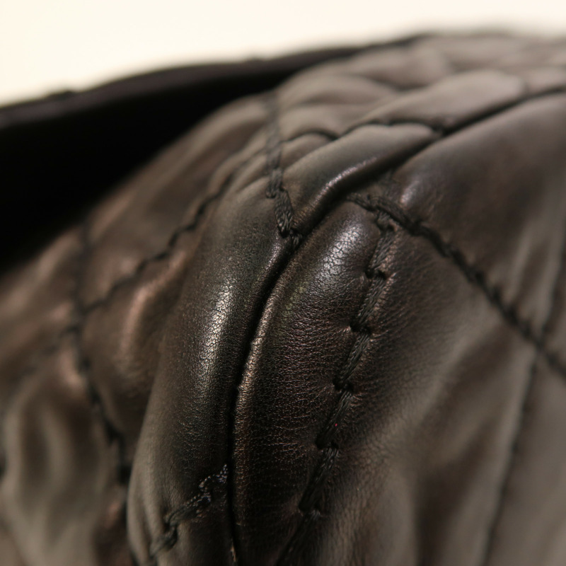 CHANEL 牛皮皮革Chain Shoulder銀扣鏈帶肩背袋-12