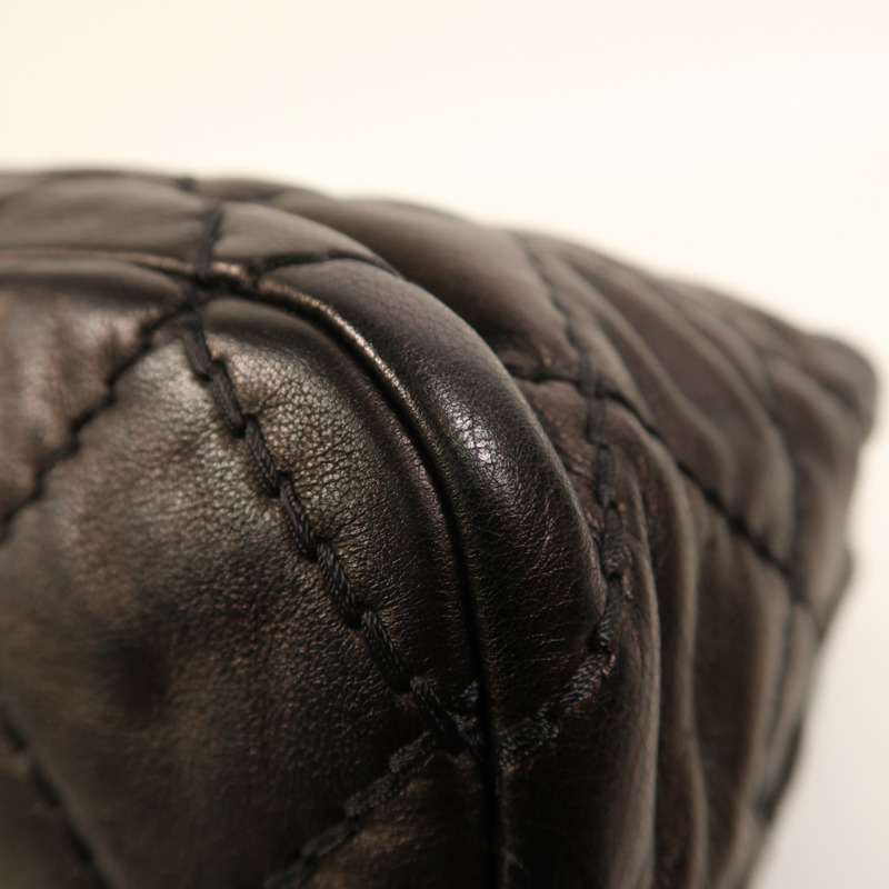 CHANEL 牛皮皮革Chain Shoulder銀扣鏈帶肩背袋-13