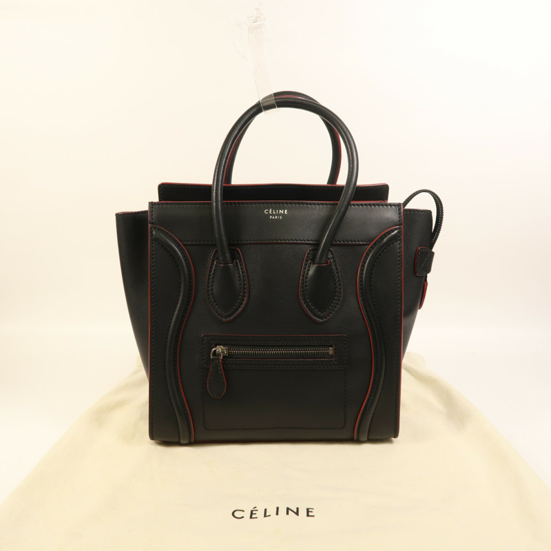 CELINE 牛皮皮革Micro Luggage銀扣手挽袋-8