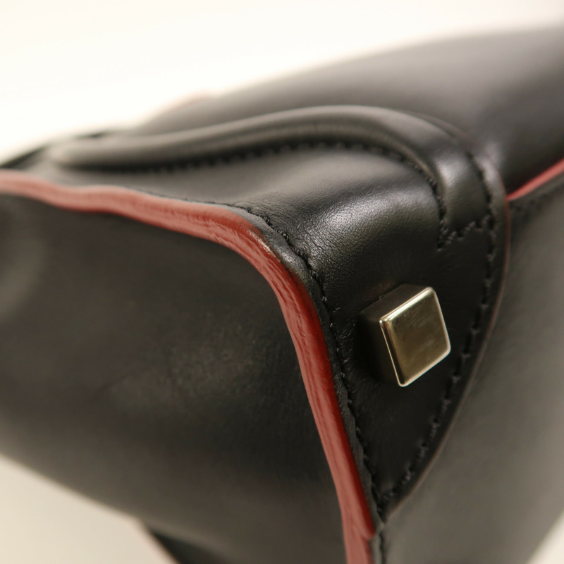 CELINE 牛皮皮革Micro Luggage銀扣手挽袋-12