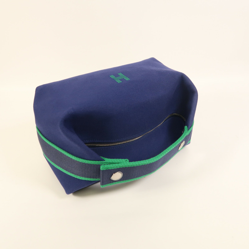 HERMES 帆布Bride A Brac GM銀扣手挽袋-7