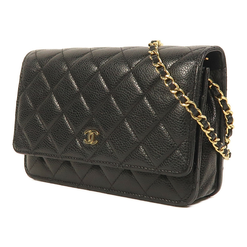 CHANEL 牛皮皮革WOC Wallet On Chain金扣鏈帶肩背袋-2