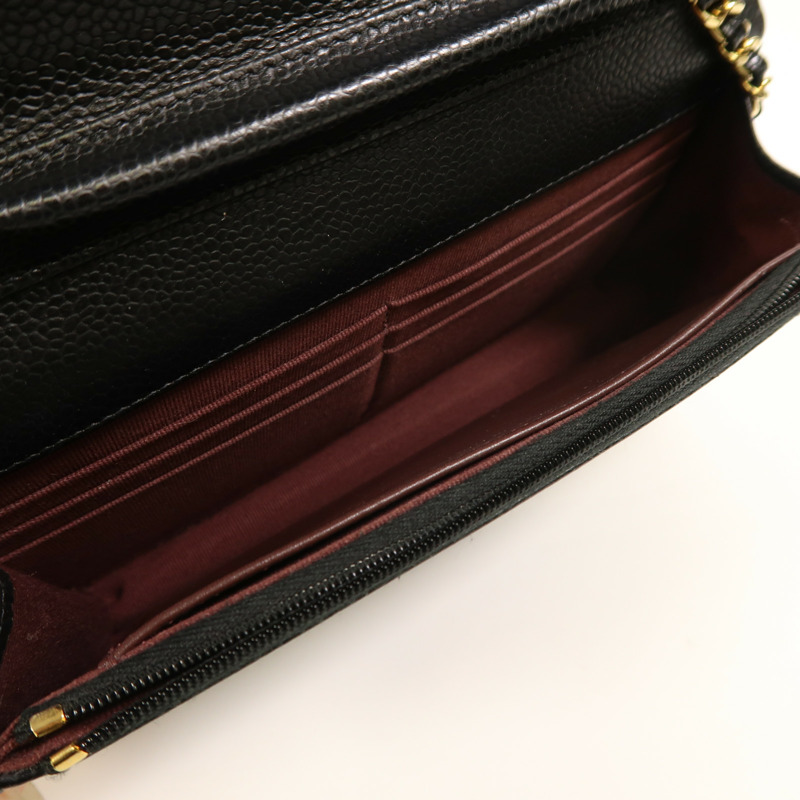 CHANEL 牛皮皮革WOC Wallet On Chain金扣鏈帶肩背袋-4