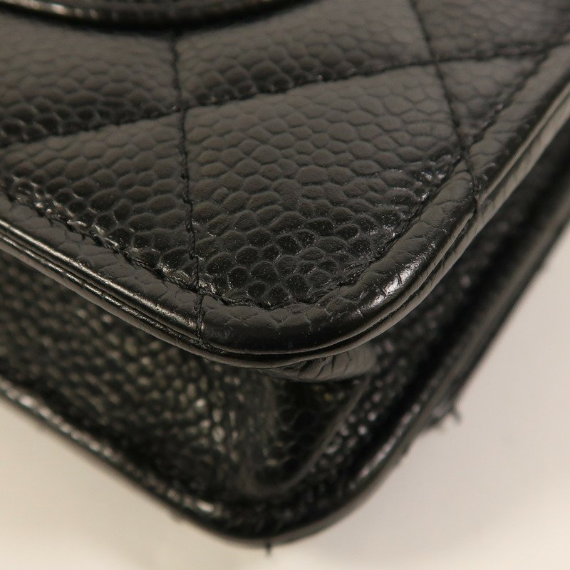 CHANEL 牛皮皮革WOC Wallet On Chain金扣鏈帶肩背袋-12