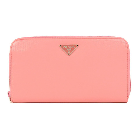 PRADA Saffiano皮革Zipper Long Wallet銀扣長錢包
