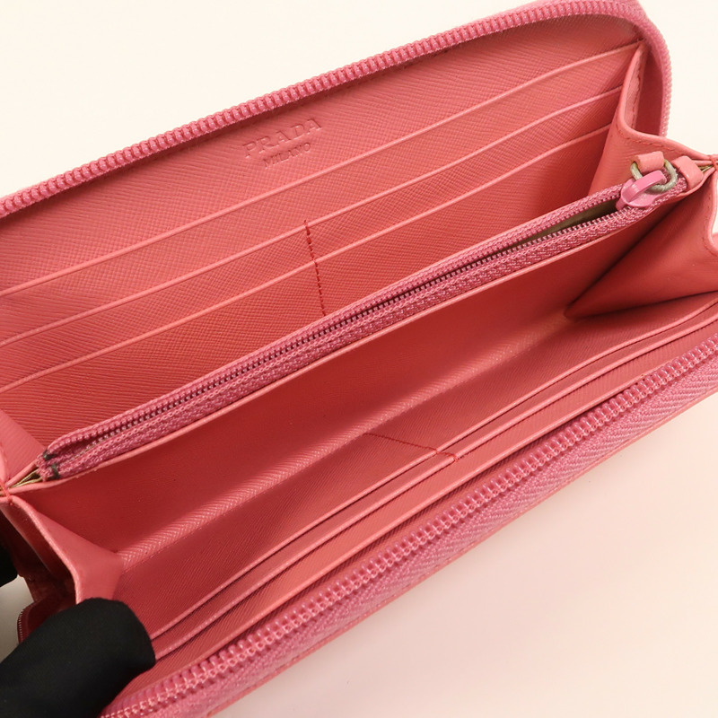 PRADA Saffiano皮革Zipper Long Wallet銀扣長錢包-4