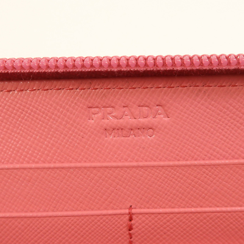 PRADA Saffiano皮革Zipper Long Wallet銀扣長錢包-5