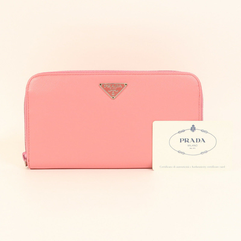 PRADA Saffiano皮革Zipper Long Wallet銀扣長錢包-7