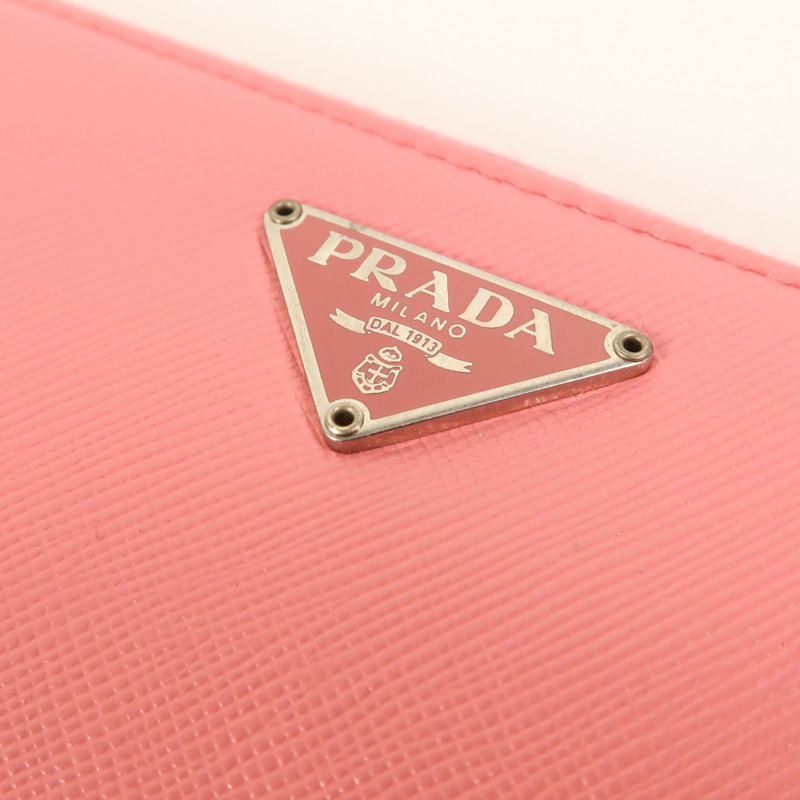 PRADA Saffiano皮革Zipper Long Wallet銀扣長錢包-8
