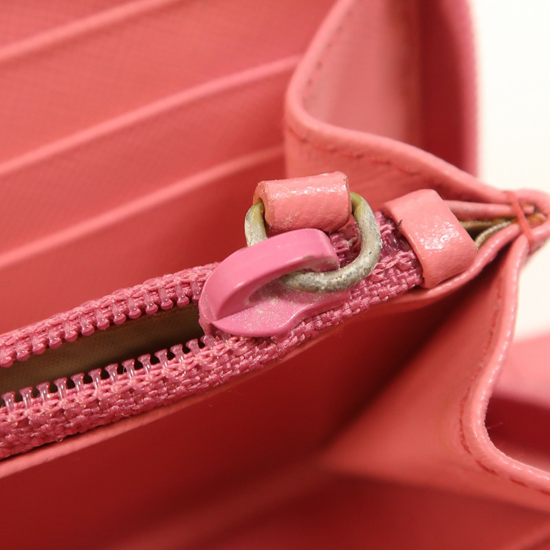 PRADA Saffiano皮革Zipper Long Wallet銀扣長錢包-14