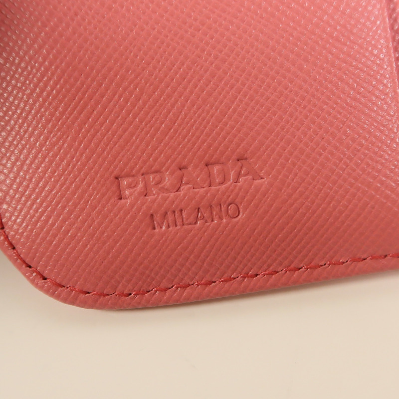 PRADA Saffiano皮革Wallet銀扣錢包-7