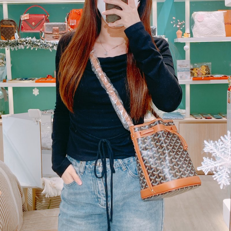 TW4575 Goyard 戈雅 水桶袋 Petit Flot Bucket Bag Brown-14