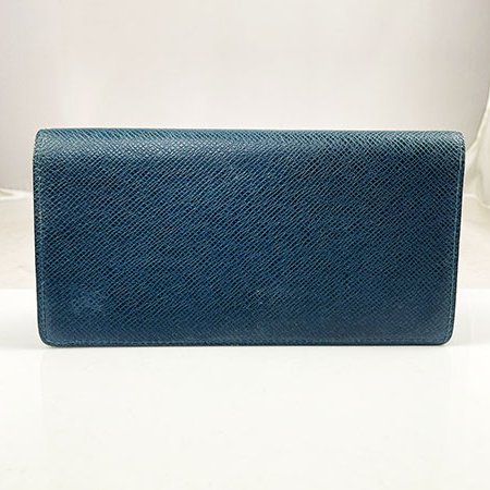 *奢華大道國際精品*【L3277】 LV海洋藍色牛皮TAIGA BRAZZA對開長夾 M33404-1