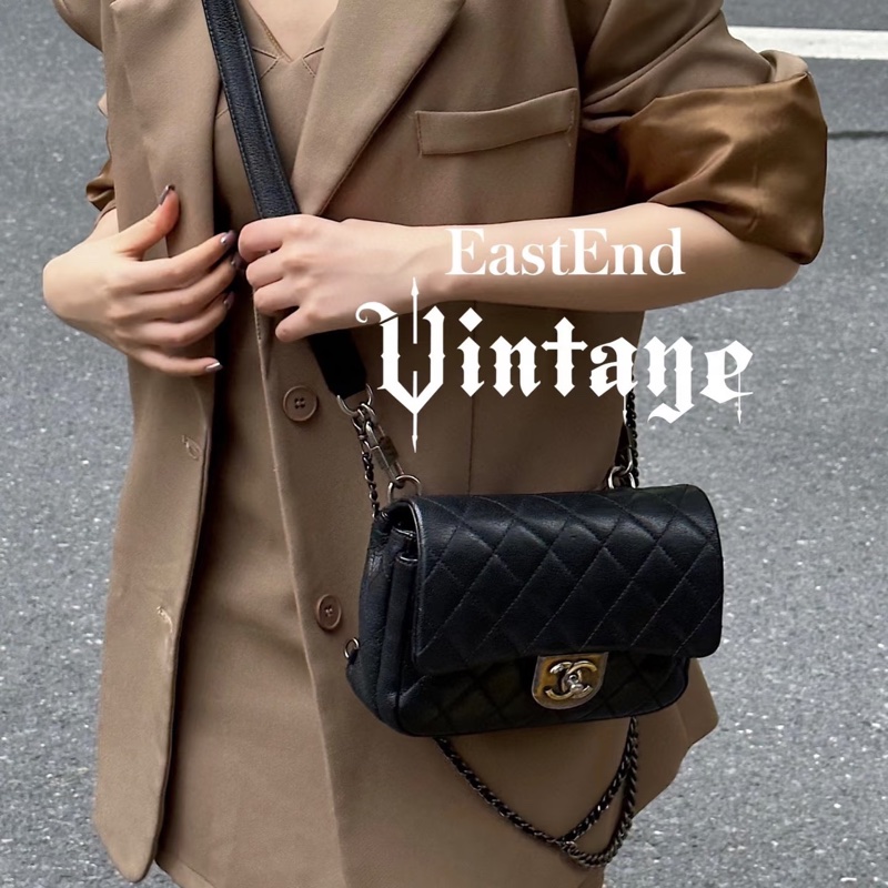 Chanel Cf20黑銀鎖頭雙鏈條口蓋包 #秀款 #荔枝牛皮 #絕版收藏款-5