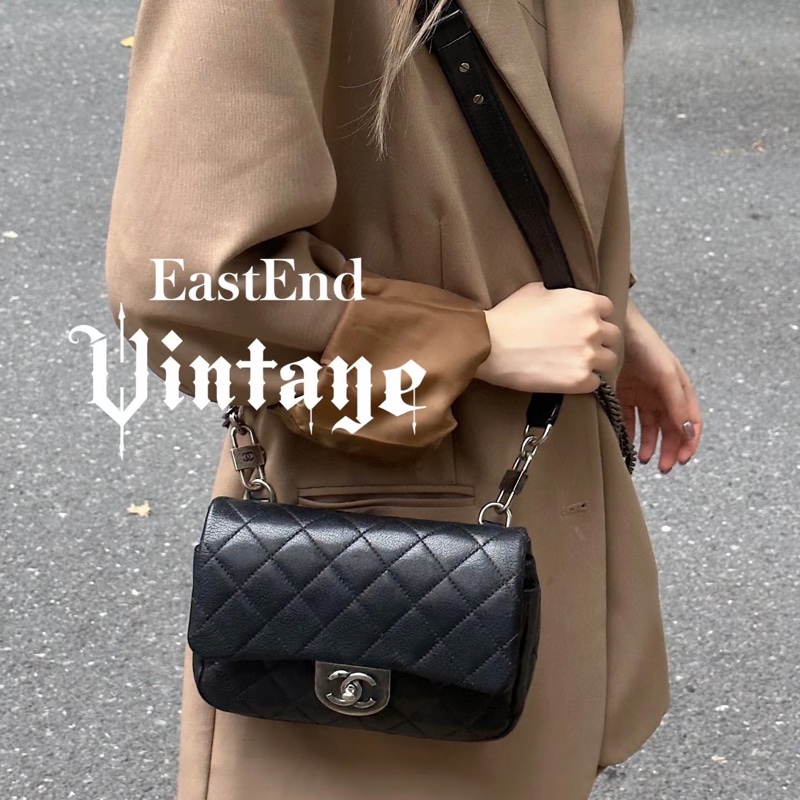 Chanel Cf20黑銀鎖頭雙鏈條口蓋包 #秀款 #荔枝牛皮 #絕版收藏款-7