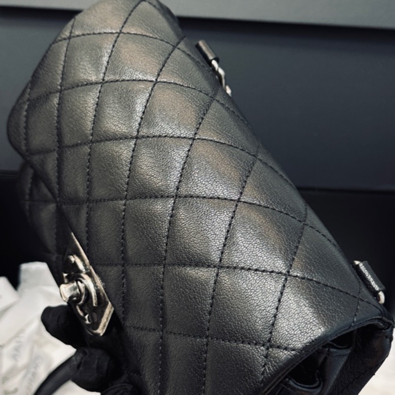 Chanel Cf20黑銀鎖頭雙鏈條口蓋包 #秀款 #荔枝牛皮 #絕版收藏款-18