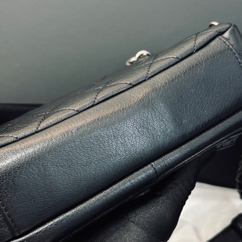 Chanel Cf20黑銀鎖頭雙鏈條口蓋包 #秀款 #荔枝牛皮 #絕版收藏款-25