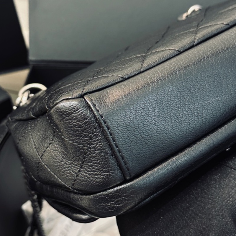 Chanel Cf20黑銀鎖頭雙鏈條口蓋包 #秀款 #荔枝牛皮 #絕版收藏款-27