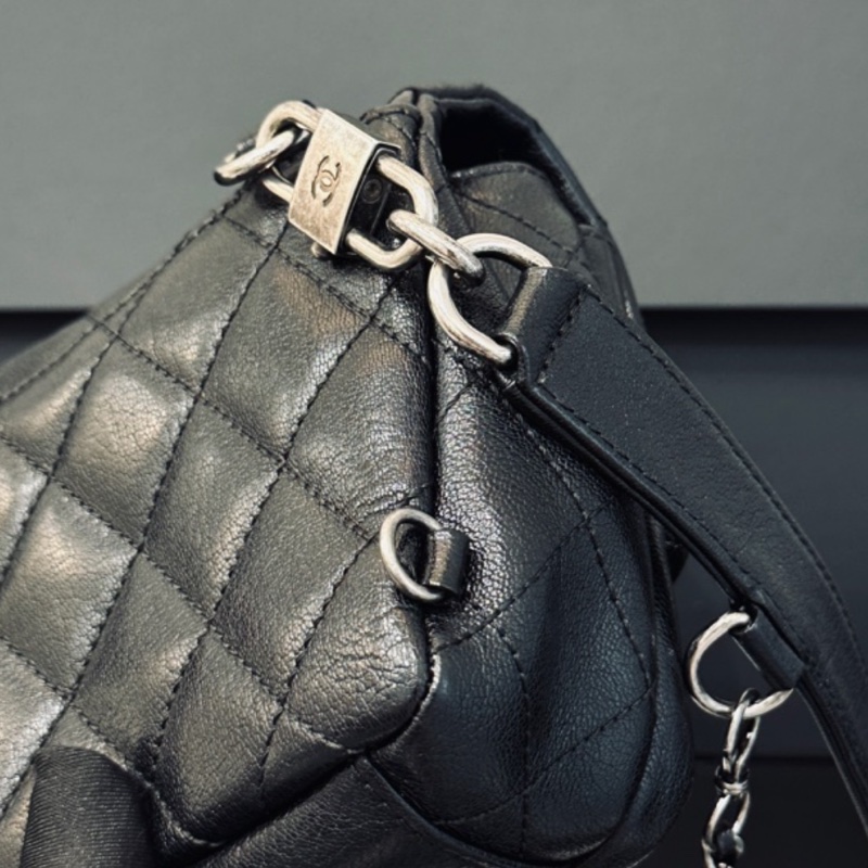 Chanel Cf20黑銀鎖頭雙鏈條口蓋包 #秀款 #荔枝牛皮 #絕版收藏款-28