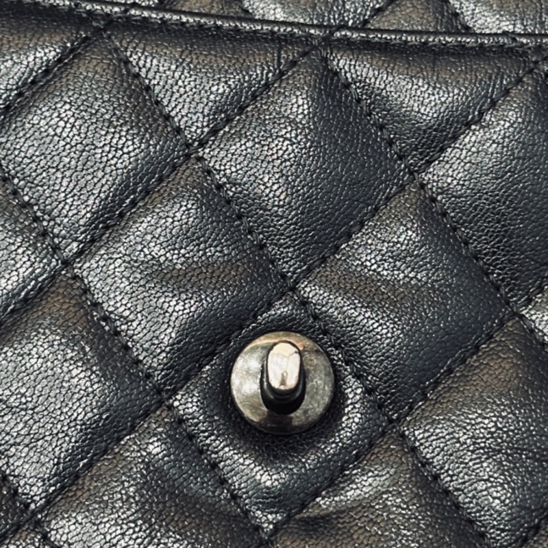 Chanel Cf20黑銀鎖頭雙鏈條口蓋包 #秀款 #荔枝牛皮 #絕版收藏款-34