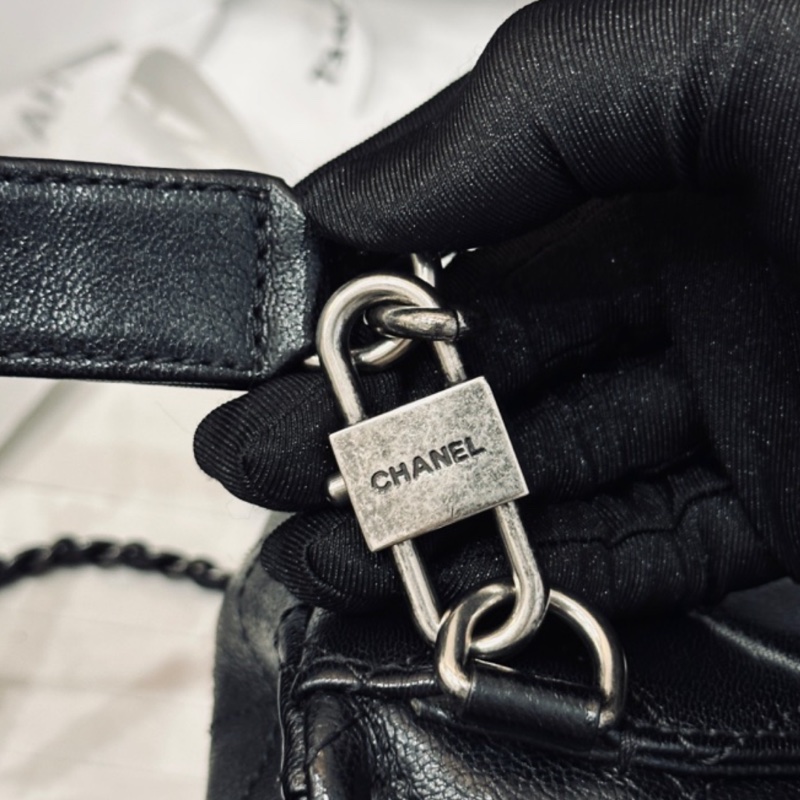 Chanel Cf20黑銀鎖頭雙鏈條口蓋包 #秀款 #荔枝牛皮 #絕版收藏款-40