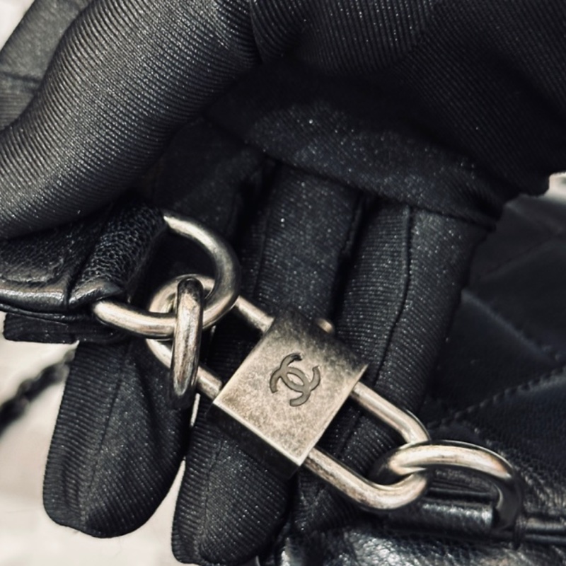 Chanel Cf20黑銀鎖頭雙鏈條口蓋包 #秀款 #荔枝牛皮 #絕版收藏款-44