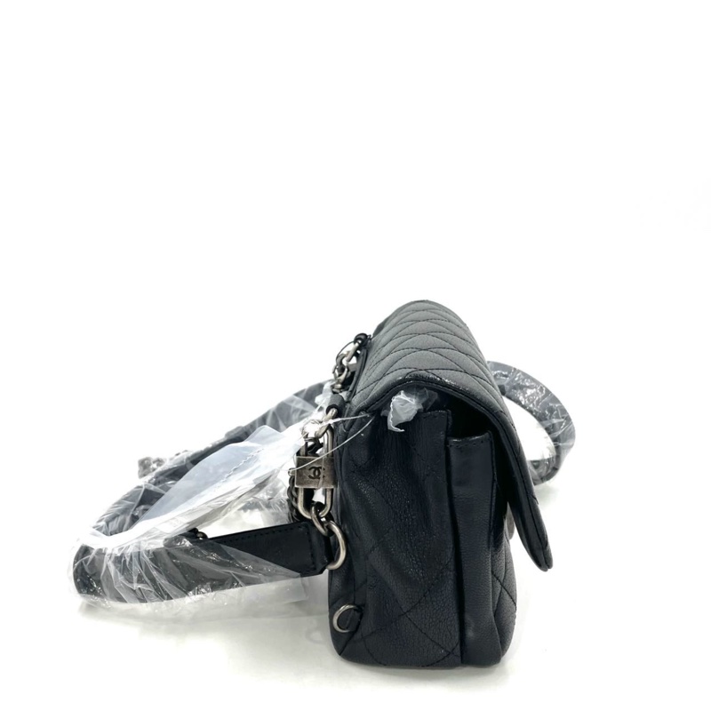 Chanel Cf20黑銀鎖頭雙鏈條口蓋包 #秀款 #荔枝牛皮 #絕版收藏款-47