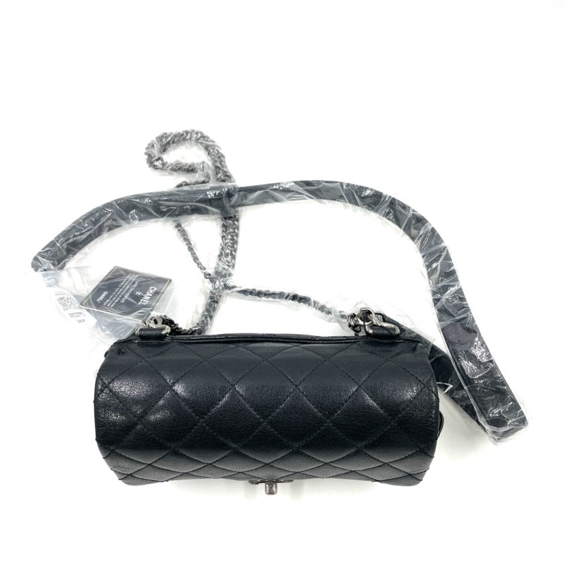 Chanel Cf20黑銀鎖頭雙鏈條口蓋包 #秀款 #荔枝牛皮 #絕版收藏款-48