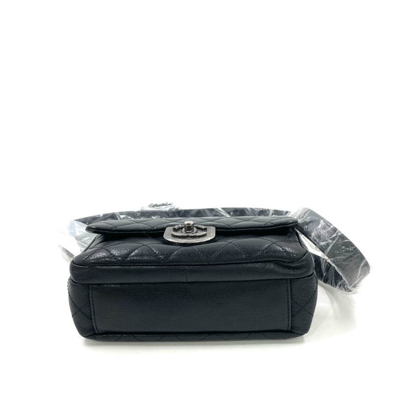 Chanel Cf20黑銀鎖頭雙鏈條口蓋包 #秀款 #荔枝牛皮 #絕版收藏款-49