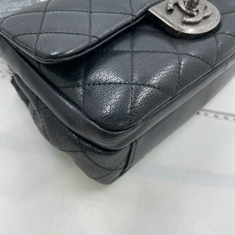 Chanel Cf20黑銀鎖頭雙鏈條口蓋包 #秀款 #荔枝牛皮 #絕版收藏款-52