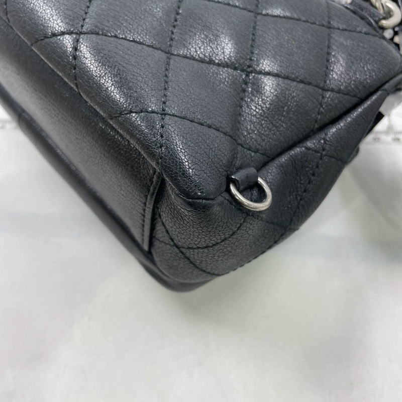 Chanel Cf20黑銀鎖頭雙鏈條口蓋包 #秀款 #荔枝牛皮 #絕版收藏款-55