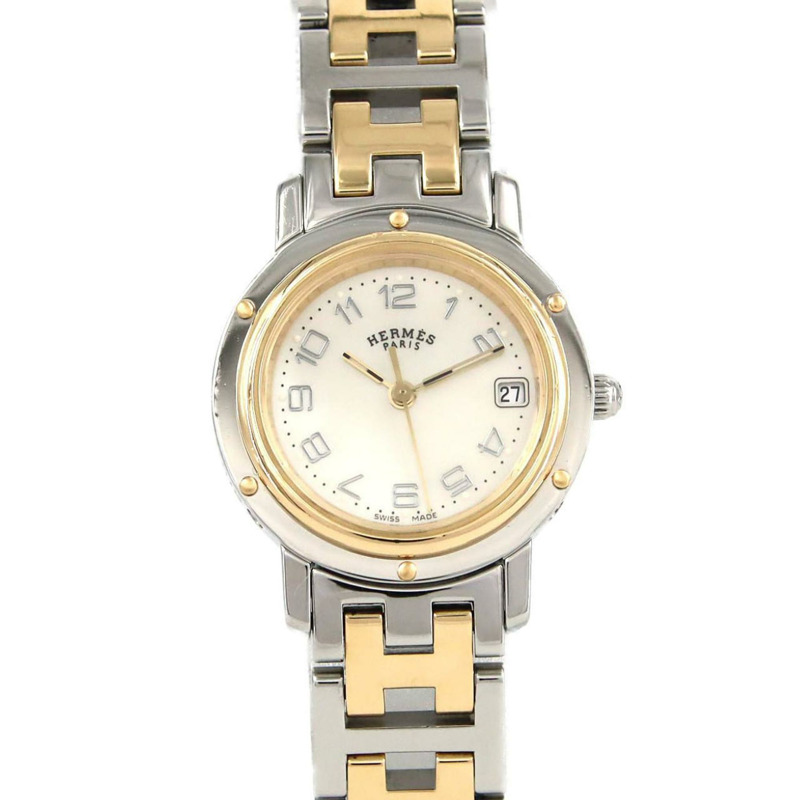 愛馬仕 Clipper Nacle 雙色 CL4.220 SSxGP 石英錶-0