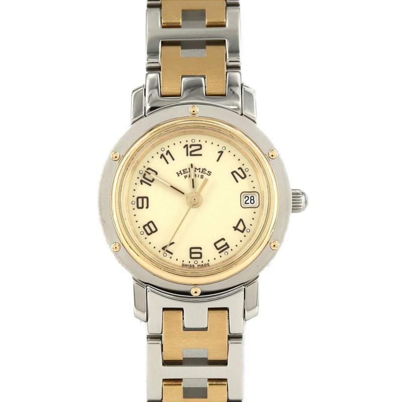 愛馬仕 Clipper 雙色 CL4.220 SSxGP 石英錶-0